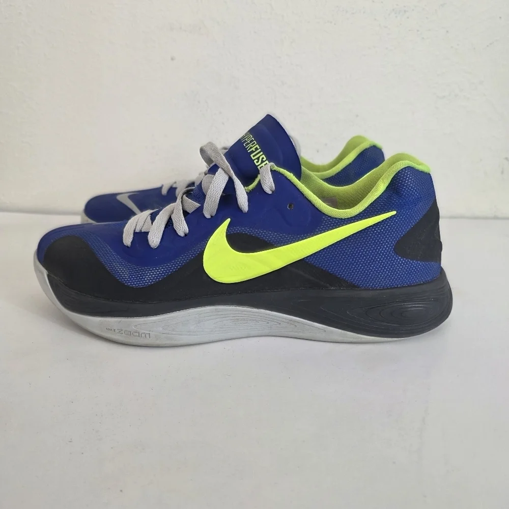 VTG Nike Zoom Hyperfuse Low Men's 9 Blue Volt Basketball Shoes 555034-402